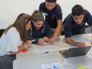 Students from Miami-Dade magnet programs work on potential responses and designs for climate-related challenges.