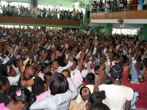 Members of the Body of Christ Pentecostal church in Port au Prince, Haiti, in 2008
