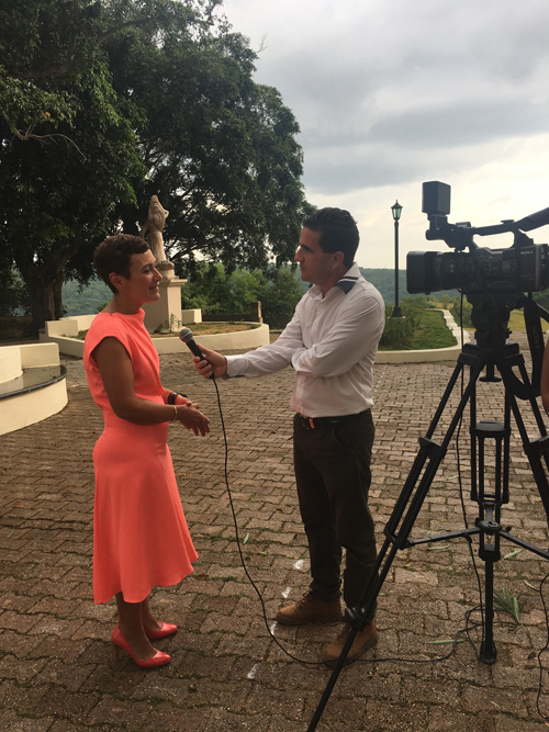 Dr. Maria T. Abreu being interviewed during her visit to Cuba in November 2016.